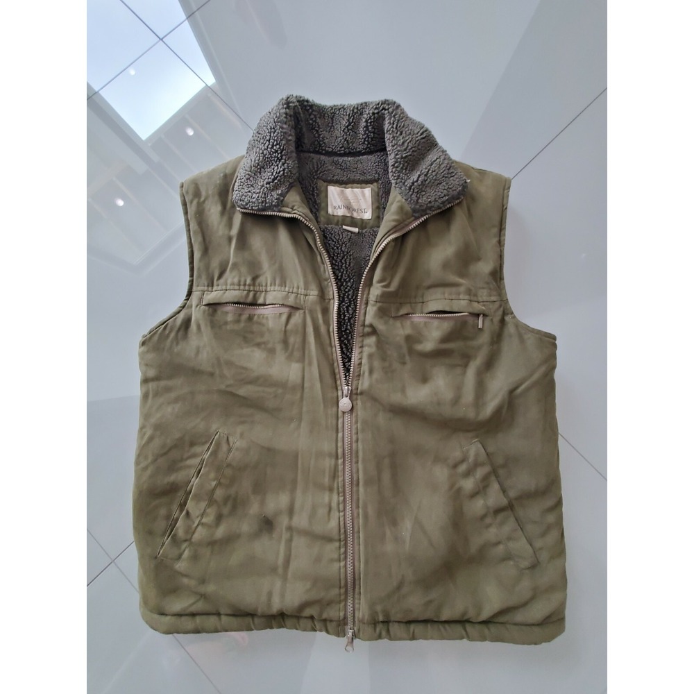 Microsuede Fleece Vest by RFT Rainforest- Men's Large Olive Green